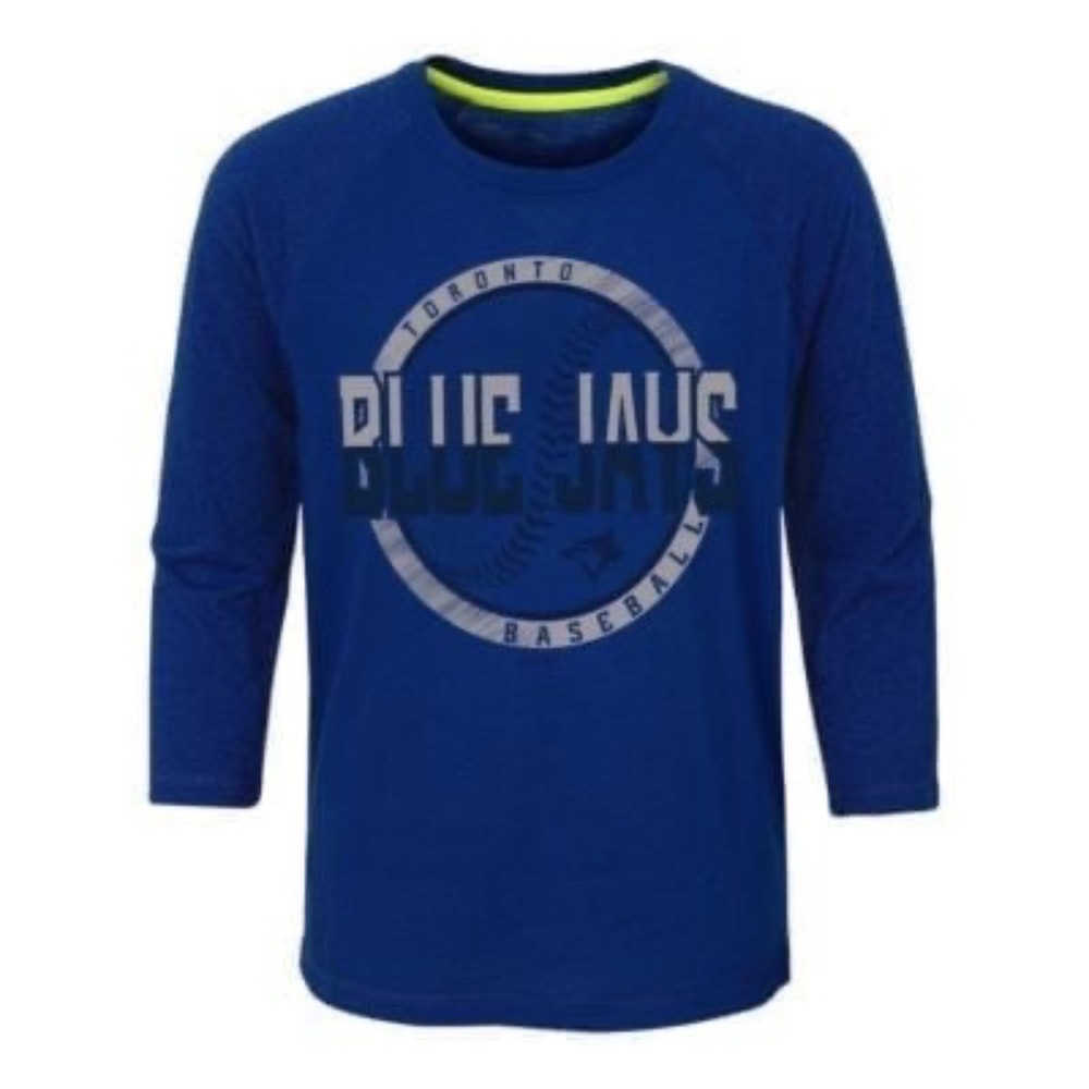 BRAND NEW youth boy girl mlb toronto blue jays 3/4 sleeve shirt size L & XL
